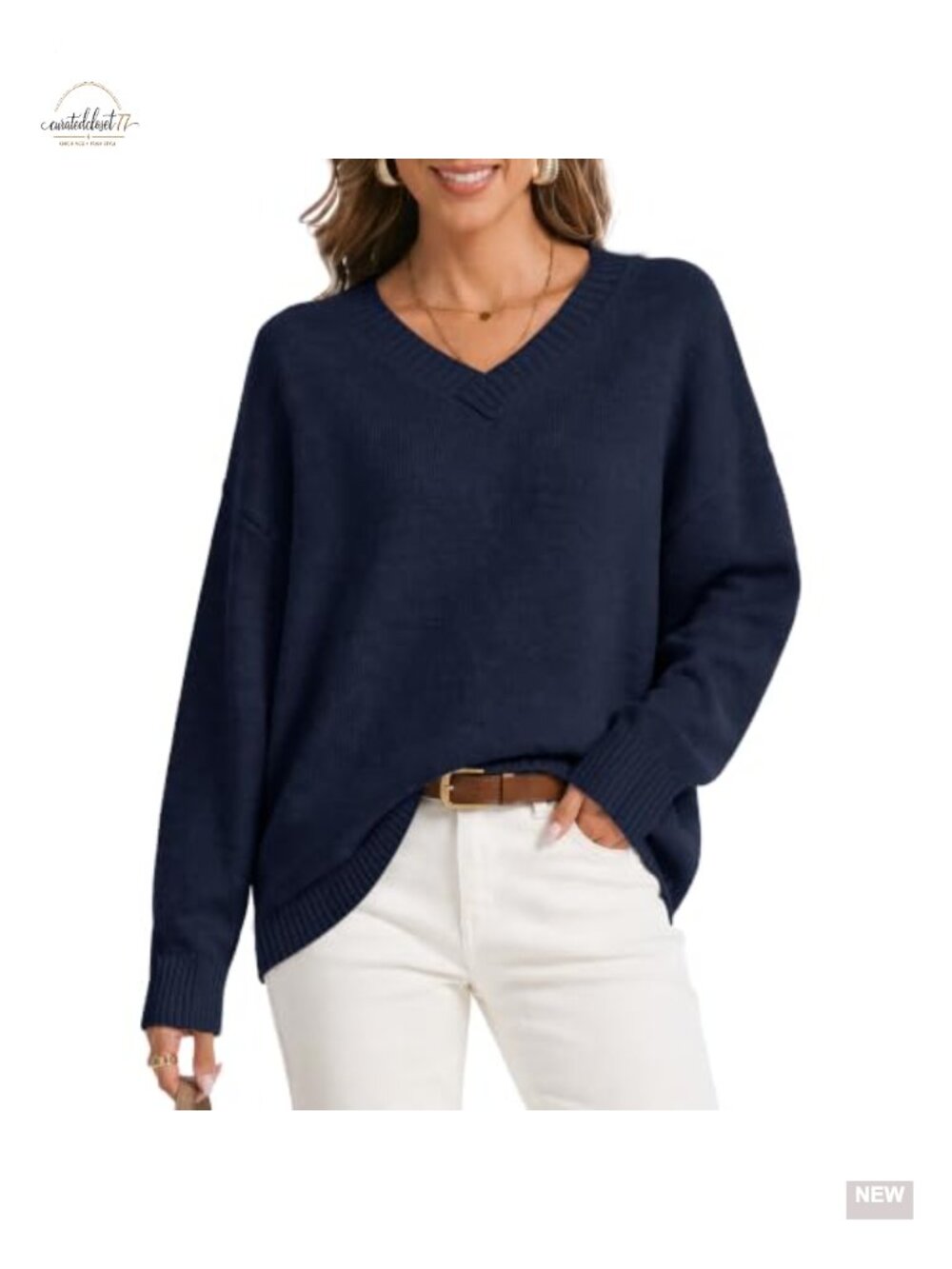 Oversized Cashmere Blend V Neck Pullover Sweater